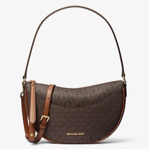 Michael Kors Brown Dover Medium Signature Logo Crossbody Bag Brand New